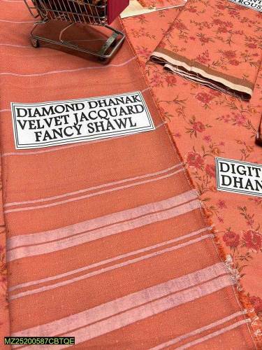 3 PC women unatiched dhanak printed suit