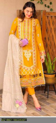  3 pcs Wamans Untitched Lawn Embroidered  Suite 