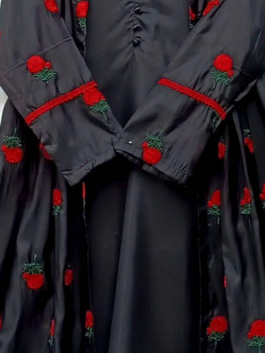 3 Pcs Women Stitched Katan Silk Embroidered Gown