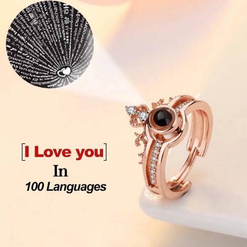 100 Languages I Love You Romantic Gift Ring Two In One Diamond Ladies 