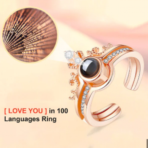 100 Languages I Love You Romantic Gift Ring Two In One Diamond Ladies 