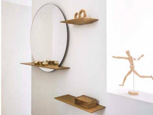 Round Mirror With Shelves 36x36 Size