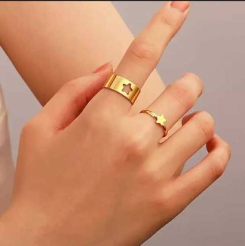 2 piece Star coustimize  couple ring , golden colour
