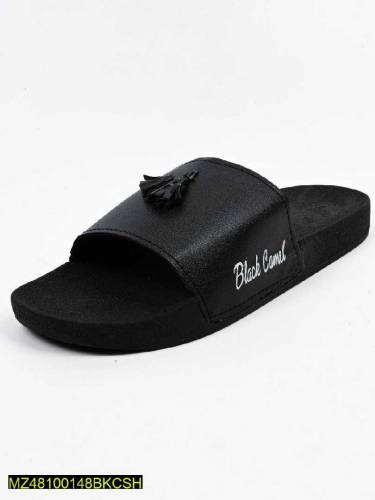 Black Camel Tassel Slide Slipper For Men Black