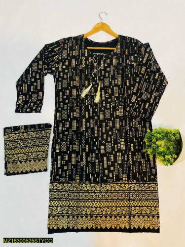 2 PCS WOMEN'S STITCHED PRINTED SUIT