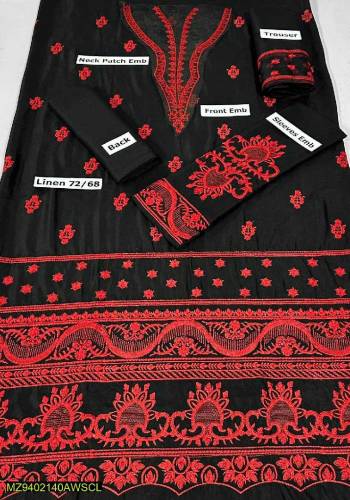 2 PCs women unatiched lien embroided suit