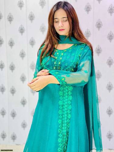 women's 3 pcs stitched chiffon embroidered maxi suit free delivery 