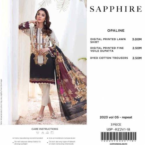 3 pc lawn Suit Sapphire 