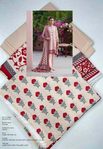 rangreza printed linen 3 piece