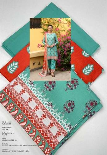 rangreza printed linen 3 piece