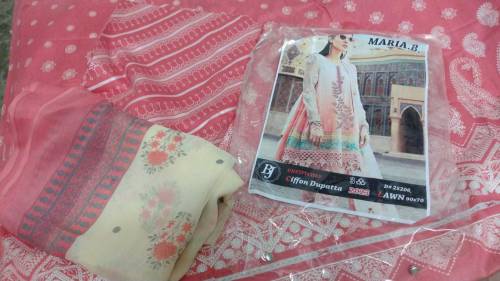 Maria b lawn suit with chiffon dupatta 