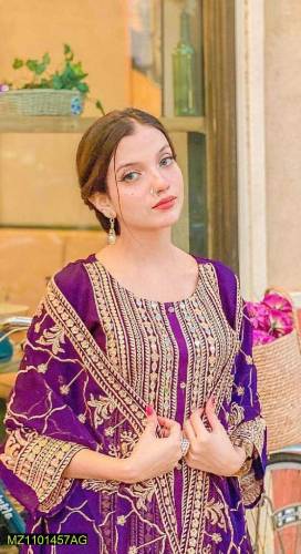 3pcs embroidered organza suit