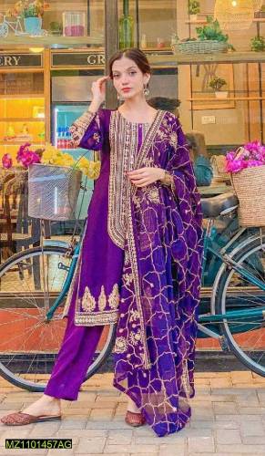 3pcs embroidered organza suit