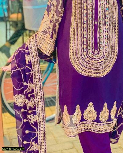 3pcs embroidered organza suit
