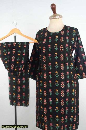 2Pcs Women Stitched Block Printed linen suit