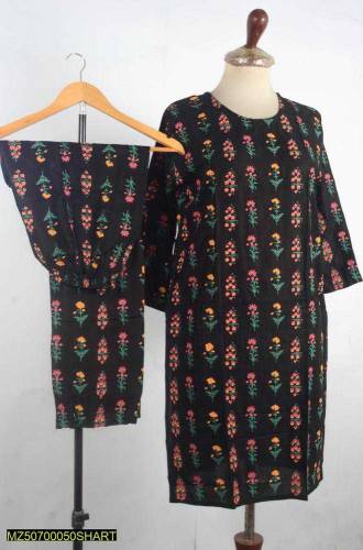 2Pcs Women Stitched Block Printed linen suit