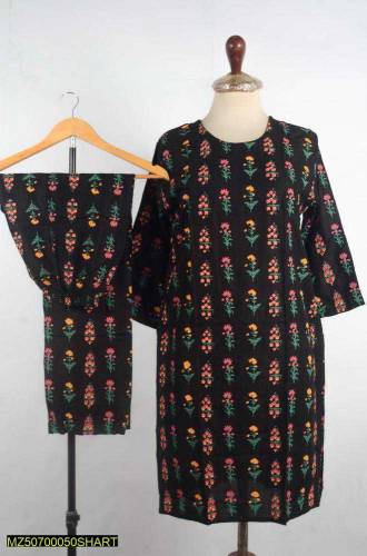2Pcs Women Stitched Block Printed linen suit