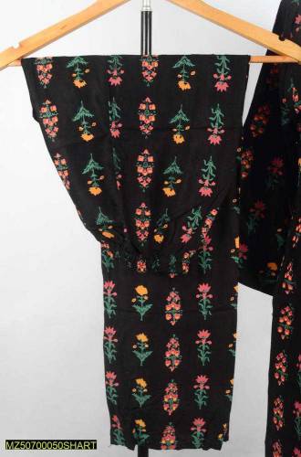 2Pcs Women Stitched Block Printed linen suit