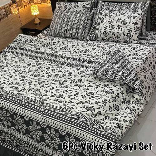 *6PC Vicky Razayi Set 🔥*Stuff : Mix Cotton500 GSM filling*King Size*1 
