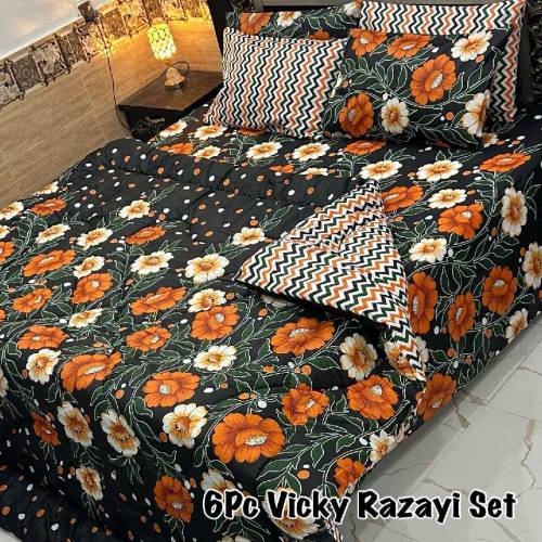 *6PC Vicky Razayi Set 🔥*Stuff : Mix Cotton500 GSM filling*King Size*1 