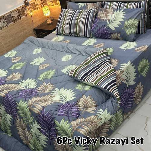 *6PC Vicky Razayi Set 🔥*Stuff : Mix Cotton500 GSM filling*King Size*1 