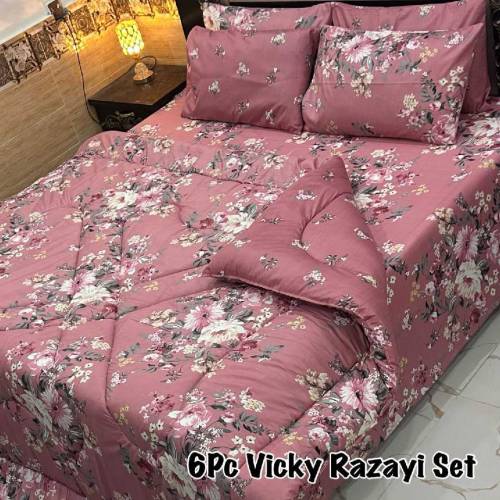 *6PC Vicky Razayi Set 🔥*Stuff : Mix Cotton500 GSM filling*King Size*1 