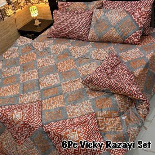*6PC Vicky Razayi Set 🔥*Stuff : Mix Cotton500 GSM filling*King Size*1 