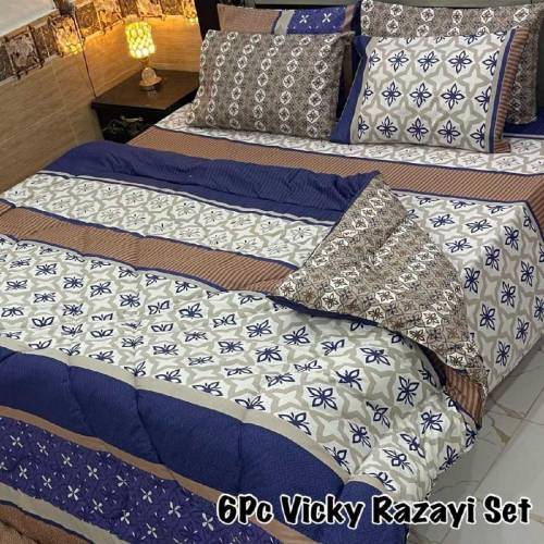 *6PC Vicky Razayi Set 🔥*Stuff : Mix Cotton500 GSM filling*King Size*1 