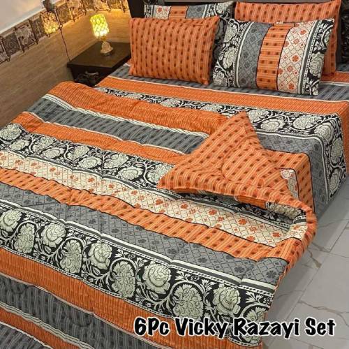 *6PC Vicky Razayi Set 🔥*Stuff : Mix Cotton500 GSM filling*King Size*1 