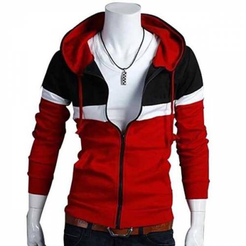 Stylish Multi Panel Contrast Zipper Hoodie