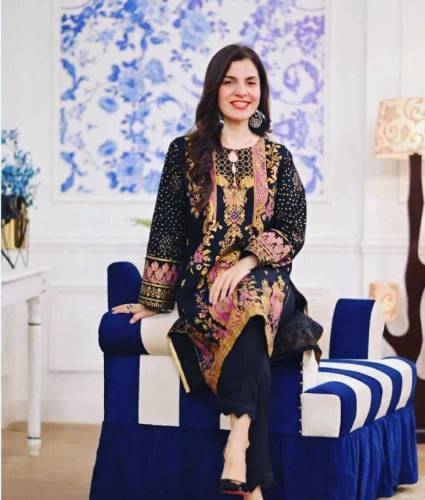  2 Pcs Women's Stitched Linen Printed Suit