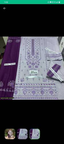 3 piece woman institched dhanak embroidered suit cc