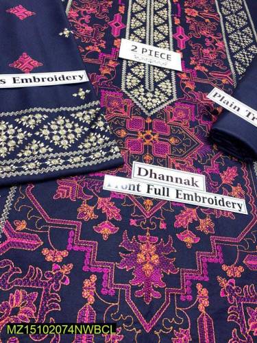 *Product Name*: 2 Pcs Women Unstitched Dhanak Embroidered Suit *Produc