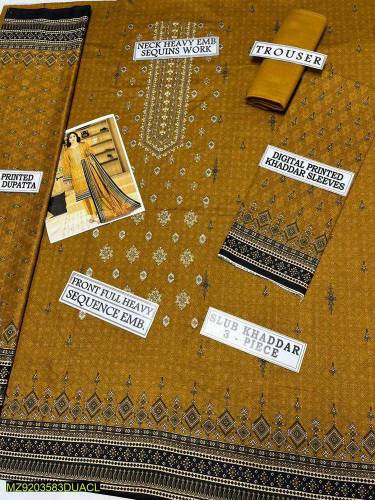 •  Fabric: Slub Khaddar•  Shirt: Printed•  Neckline: