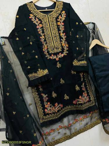 3 pc embroidered stitched dress 