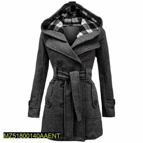 stylish women long trench hooded coat 