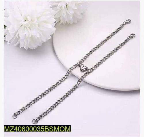 silver plated magnet heart couple bracelets