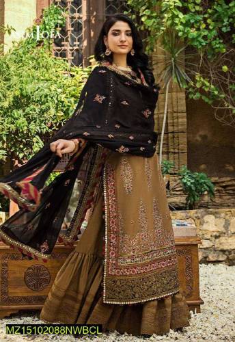 3 pcs unstitched dhanak embriodery suit