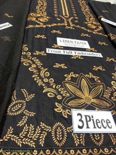 3 pcs unstitched dhanak embriodery suit