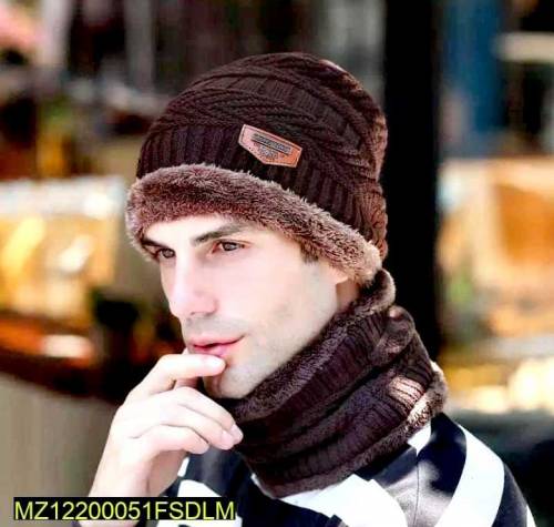 Beanie Wool Cap With Neck Warmer 2pc