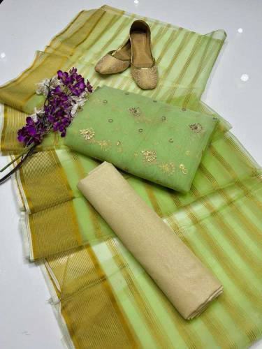 Indian organza Dupata Shirt Trouser And Khousa 