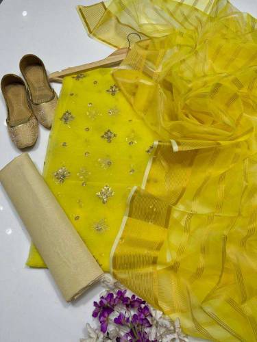 Indian organza Dupata Shirt Trouser And Khousa 