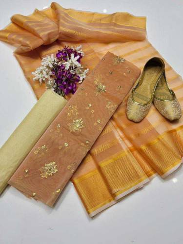 Indian organza Dupata Shirt Trouser And Khousa 