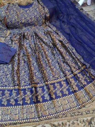 3pc silk Heacy gold Printed maxi