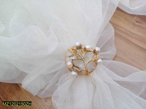 1pc elegant white crushed stone ring 