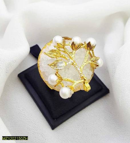 1pc elegant white crushed stone ring 