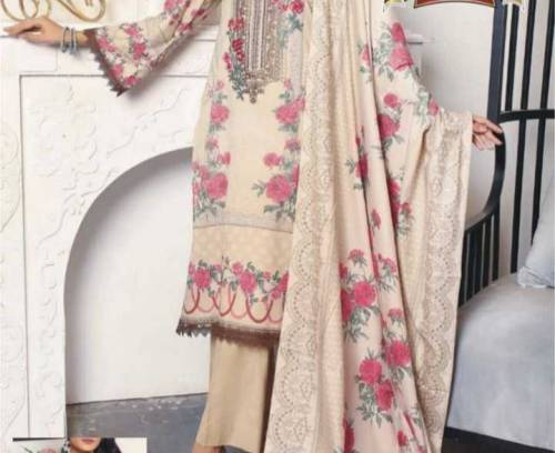3 pc women unstiched than embroidered suit