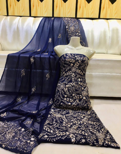 new crinkle embroidered 2pc Unstitched dress