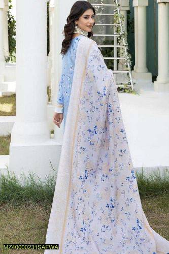 3 pcs women  unstitched viscose printed suit 