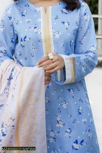 3 pcs women  unstitched viscose printed suit 
